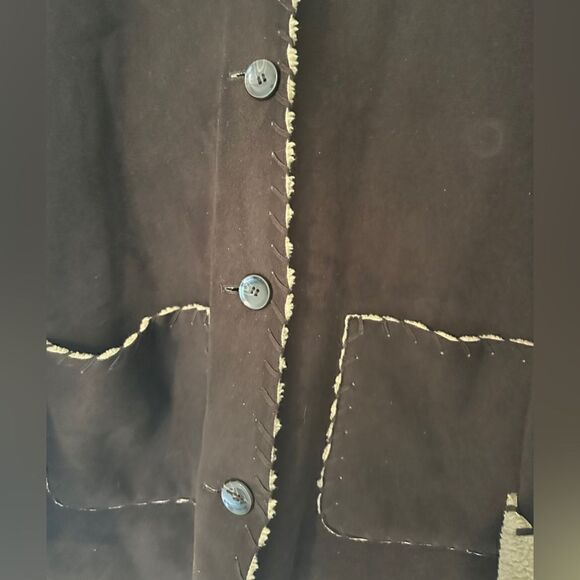 Brown and Tan Suede and fur ladies coat with hood - Picture 3 of 4